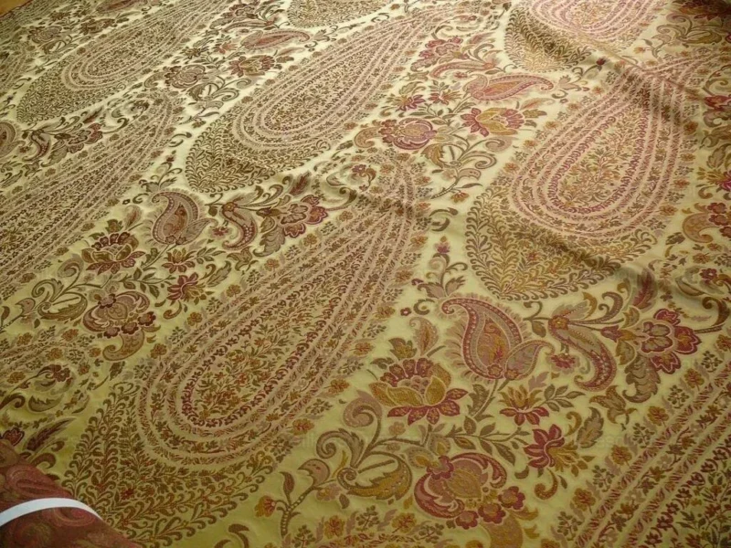 P1110541.jpg by yard Special Order By Yard Fab 100% Silk Lampas Cashmere Paisley "claret" Red Pink MSRP USD200+/yard