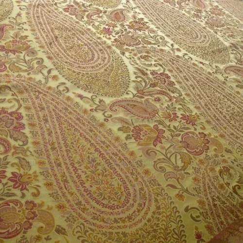 BY YD FAB 100% SILK LAMPAS CASHMERE PAISLEY "CLARET" RED PINK BY YD FAB 100% SILK LAMPAS CASHMERE PAISLEY "CLARET" RED PINK