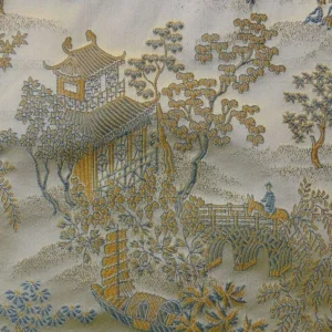 P1110831.jpg by yard 100% Silk Lampas Empire Chinoiserie Pavillion Blue