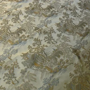 P1110833.jpg by yard 100% Silk Lampas Empire Chinoiserie Pavillion Blue