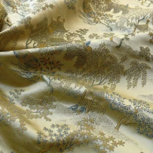 P1110836.jpg by yard 100% Silk Lampas Empire Chinoiserie Pavillion Blue