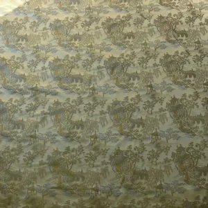 P1110840.jpg by yard 100% Silk Lampas Empire Chinoiserie Pavillion Blue