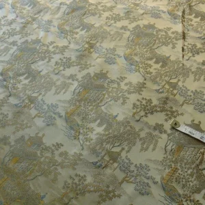 P1110842.jpg by yard 100% Silk Lampas Empire Chinoiserie Pavillion Blue