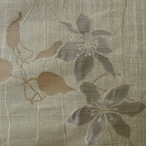 HiEND 100%SILK LAMPAS DECO VINE FLOWER "SAFARI" SILVER