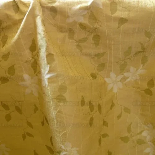 HiEND 100%SILK LAMPAS DECO VINE FLOWER "BUTTER" GOLD BTY HiEND 100%SILK LAMPAS DECO VINE FLOWER "BUTTER" GOLD BTY