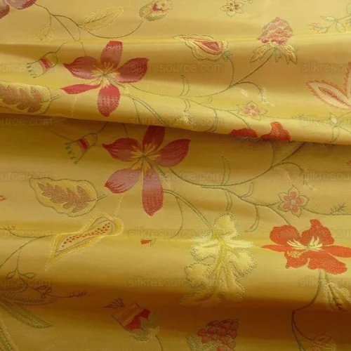 HEAVY100%SILK LAMPAS MYTH GARDEN PINK ROSE on YELLOW BTY SKU97 HEAVY100%SILK LAMPAS MYTH GARDEN PINK ROSE on YELLOW BTY SKU97