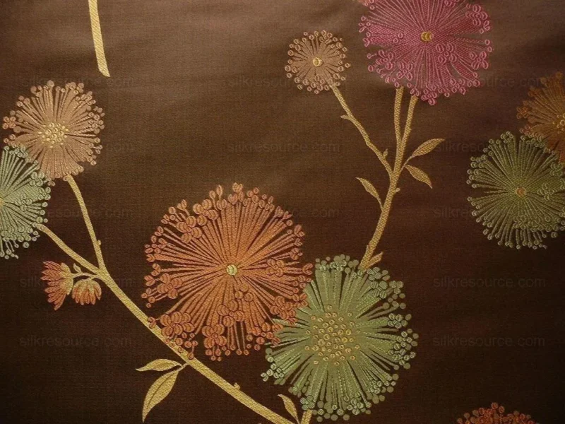 P1130575.jpg Bty Stunner!100%silk Lampas Satin Mod Branch Tree"tuscany" Brown Green Orange Pink