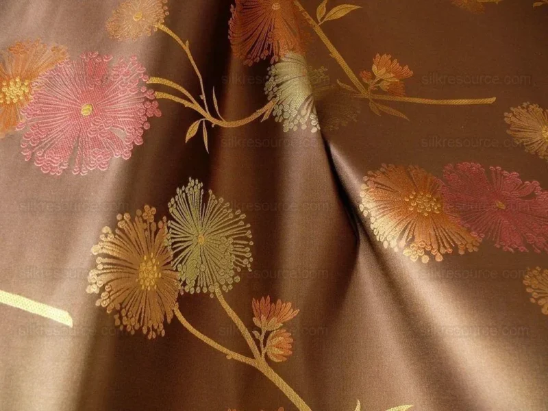 P1130577.jpg Bty Stunner!100%silk Lampas Satin Mod Branch Tree"tuscany" Brown Green Orange Pink