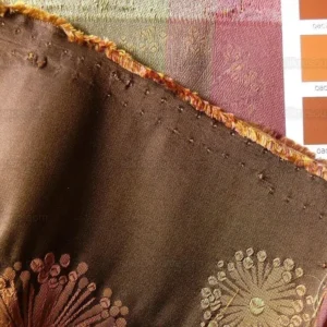 P1130579.jpg Bty Stunner!100%silk Lampas Satin Mod Branch Tree"tuscany" Brown Green Orange Pink