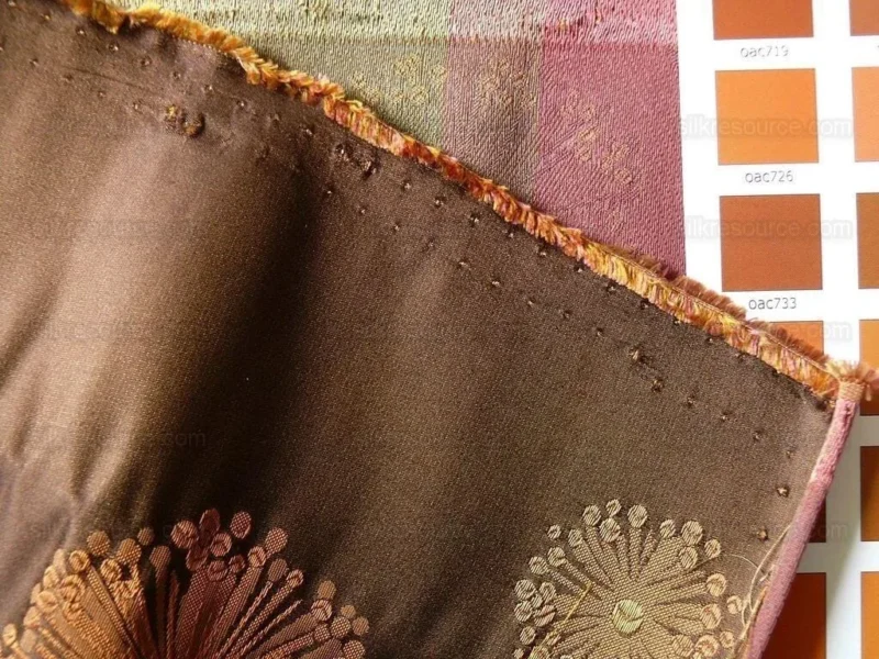 P1130579.jpg Bty Stunner!100%silk Lampas Satin Mod Branch Tree"tuscany" Brown Green Orange Pink