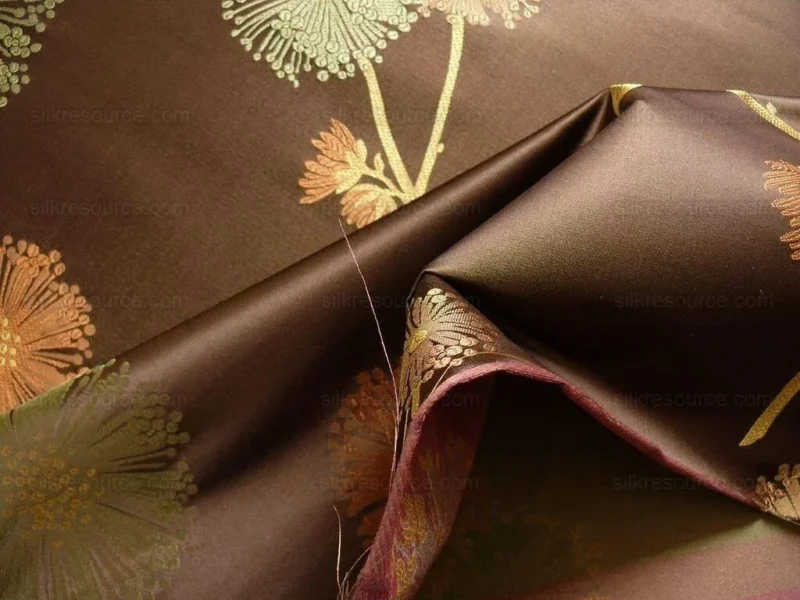 P1130580.jpg Bty Stunner!100%silk Lampas Satin Mod Branch Tree"tuscany" Brown Green Orange Pink