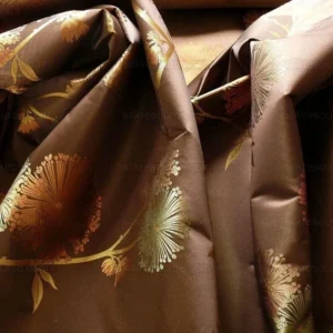 P1130584.jpg Bty Stunner!100%silk Lampas Satin Mod Branch Tree"tuscany" Brown Green Orange Pink