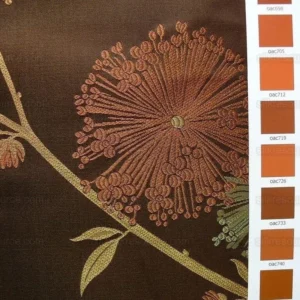 P1130586.jpg Bty Stunner!100%silk Lampas Satin Mod Branch Tree"tuscany" Brown Green Orange Pink