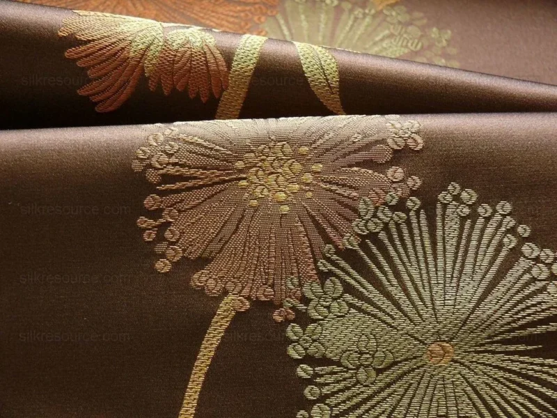 P1130589.jpg Bty Stunner!100%silk Lampas Satin Mod Branch Tree"tuscany" Brown Green Orange Pink