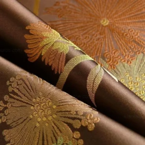 P1130592.jpg Bty Stunner!100%silk Lampas Satin Mod Branch Tree"tuscany" Brown Green Orange Pink