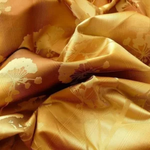 P1170677.jpg Kravet Coutour Quiet Place Serenity Gold Amber 100% Silk Forest Yarrow Autumn Foliage Art Nouveau MSRP 276/Y By Yard