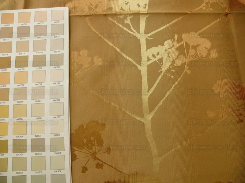 P1170684.jpg Kravet Coutour Quiet Place Serenity Gold Amber 100% Silk Forest Yarrow Autumn Foliage Art Nouveau MSRP 276/Y By Yard