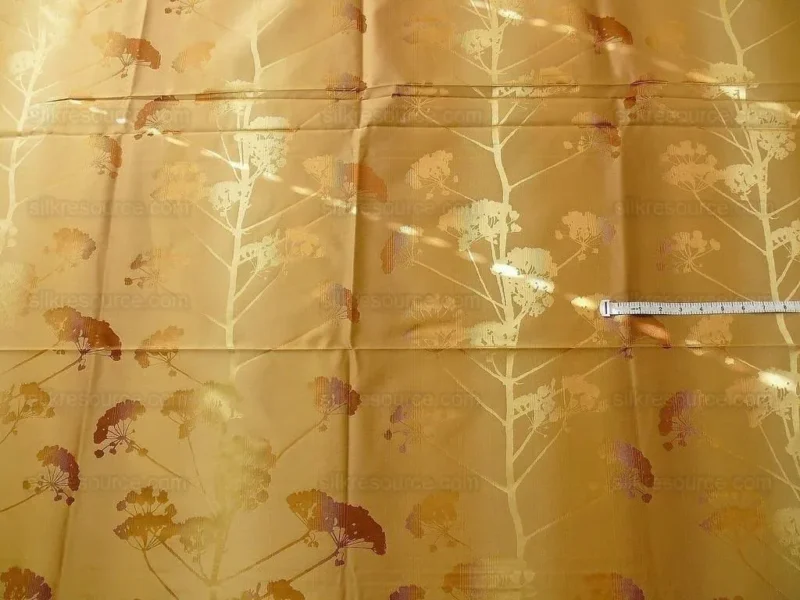 P1170685.jpg Kravet Coutour Quiet Place Serenity Gold Amber 100% Silk Forest Yarrow Autumn Foliage Art Nouveau MSRP 276/Y By Yard