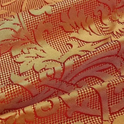 CLARENCE HOUSE "ANKARA" 100%SILK DAMASK BURGUNDY & COPPER GOLD CLARENCE HOUSE "ANKARA" 100%SILK DAMASK BURGUNDY & COPPER GOLD