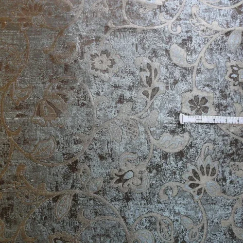 100% SILK LAMPAS AGED METAL CREWEL FLOWER "GRANITE" SILVER 100% SILK LAMPAS AGED METAL CREWEL FLOWER "GRANITE" SILVER