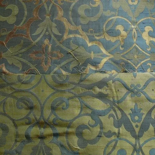 100% SILK JACQUARD FILIGREE MURAL "REFLECTION" BLUE 100% SILK JACQUARD FILIGREE MURAL "REFLECTION" BLUE