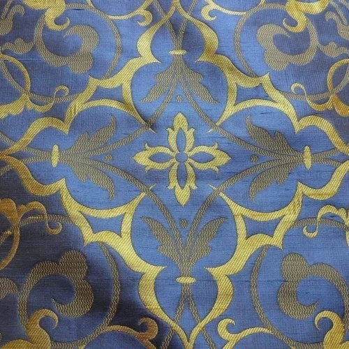 100% SILK JACQUARD FILIGREE MURAL "REGAL" BLUE 100% SILK JACQUARD FILIGREE MURAL "REGAL" BLUE