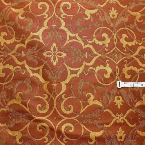 100% SILK JACQUARD RENAISSANCE FILIGREE MURAL "RUSSET" RED 100% SILK JACQUARD RENAISSANCE FILIGREE MURAL "RUSSET" RED