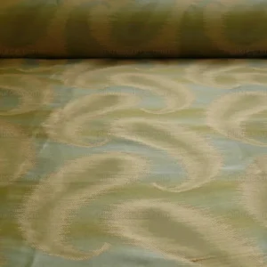 100% SILK JACQUARD HAZY PAISLEY IKAT "MINT" GREEN