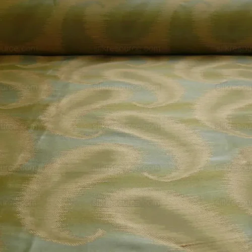 100% SILK JACQUARD HAZY PAISLEY IKAT "MINT" GREEN 100% SILK JACQUARD HAZY PAISLEY IKAT "MINT" GREEN