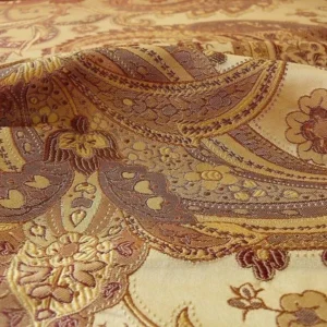 HIGH END HEAVY SILK LAMPAS LARGE PAISLEY "BRANCH" BROWN R HIGH END HEAVY SILK LAMPAS LARGE PAISLEY "BRANCH" BROWN R