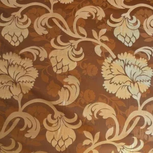 100% SILK LAMPAS CARNATION CREWEL "COGNAC" BROWN 100% SILK LAMPAS CARNATION CREWEL "COGNAC" BROWN