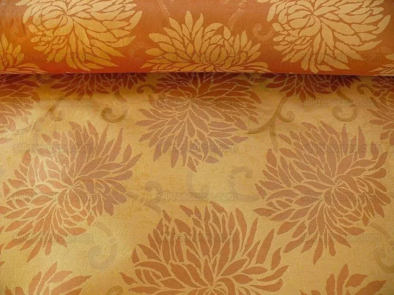 100% SILK JACQUARD KIMONO MUM "AMBROSIA" ORANGE