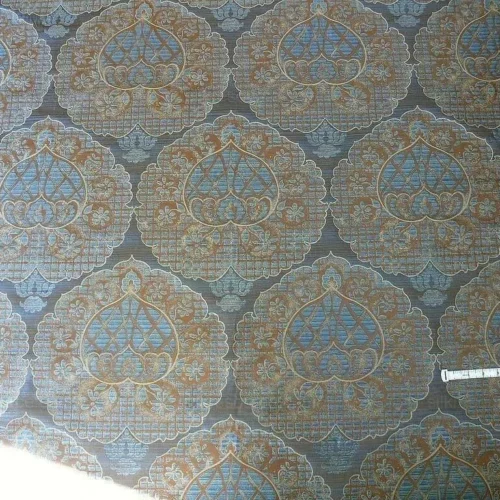 100% SILK LAMPAS AGED METAL LARGE MEDALLION "AZURE" BLUE 100% SILK LAMPAS AGED METAL LARGE MEDALLION "AZURE" BLUE