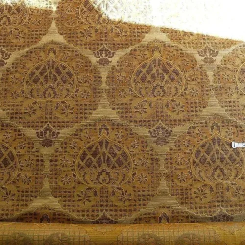 100% SILK LAMPAS AGED METAL LARGE MEDALLION "COCOA" BROWN 100% SILK LAMPAS AGED METAL LARGE MEDALLION "COCOA" BROWN