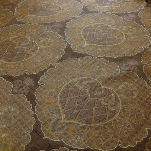 0.6Y 100% SILK LAMPAS AGED METAL LARGE MEDALLION "GODIVA" BROWN 0.6Y 100% SILK LAMPAS AGED METAL LARGE MEDALLION "GODIVA" BROWN