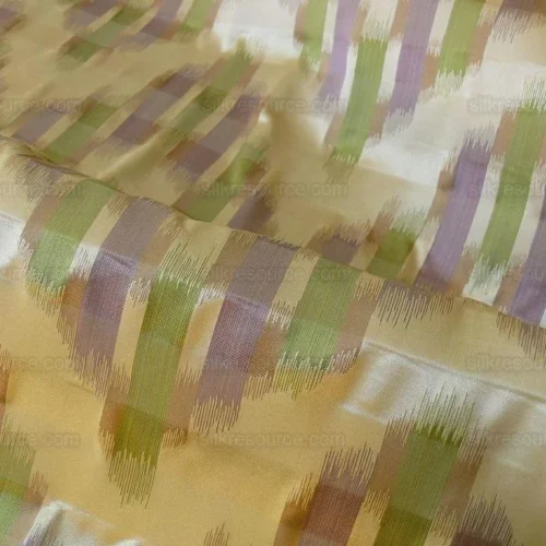 100% SILK LAMPAS IKAT WAVE "LILAC" KHAKI 100% SILK LAMPAS IKAT WAVE "LILAC" KHAKI