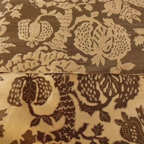 100% SILK LAMPAS PAPERCUT TREE OF LIFE POM "COCOA" BROWN 100% SILK LAMPAS PAPERCUT TREE OF LIFE POM "COCOA" BROWN