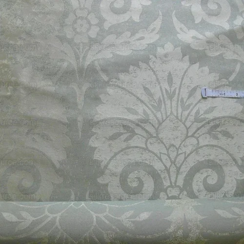 100% SILK DAMASK LARGE STONE PAISLEY "SPA" GRAY BTY 100% SILK DAMASK LARGE STONE PAISLEY "SPA" GRAY BTY