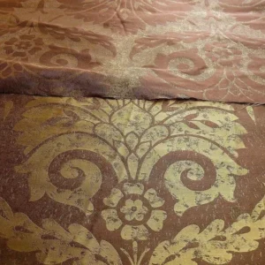 100% SILK DAMASK LARGE STONE PAISLEY "JAVA" BROWN BTY
