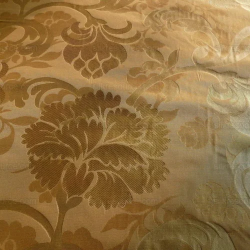 100% SILK LAMPAS CARNATION CREWEL "FLAXEN" TAN 100% SILK LAMPAS CARNATION CREWEL "FLAXEN" TAN