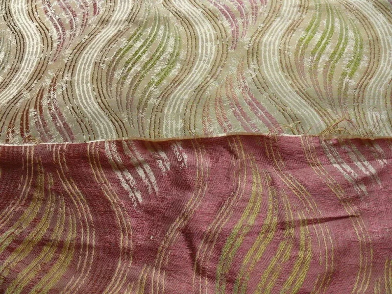 100% SILK LAMPAS CURVY MODERN RIVER "CANDY" PINK