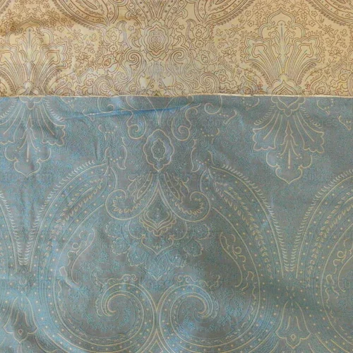 100% SILK FINE LINE DAMASK LAMPAS PAISLEY "DUSK" BLUE 100% SILK FINE LINE DAMASK LAMPAS PAISLEY "DUSK" BLUE