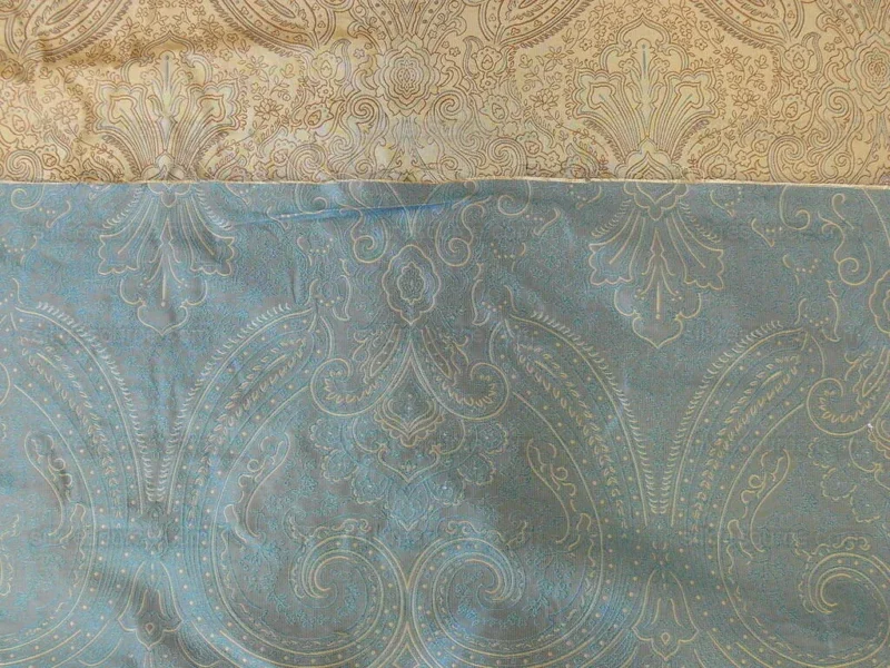 100% SILK FINE LINE DAMASK LAMPAS PAISLEY "DUSK" BLUE 100% SILK FINE LINE DAMASK LAMPAS PAISLEY "DUSK" BLUE
