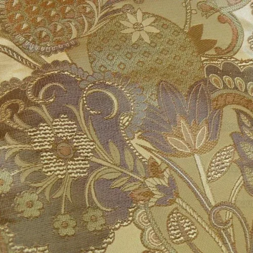 100% SILK LAMPAS ART DECO FLOWER PAISLEY "VERBENA" TAN 100% SILK LAMPAS ART DECO FLOWER PAISLEY "VERBENA" TAN