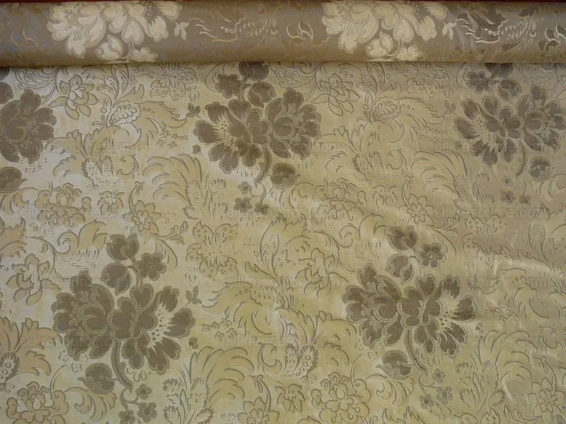 100% SILK LAMPAS PEONY PAISLEY "SILVER" 100% SILK LAMPAS PEONY PAISLEY "SILVER"