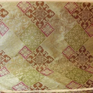 KRAVET 100% SILK LAMPAS ASIAN TILE "MESA" RED GOLD BTY MSRP$216/