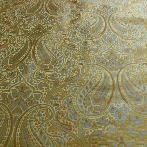 100% SILK LAMPAS SMALL JEWELLED PAISLEY "GOLDSPUN" BROWN 100% SILK LAMPAS SMALL JEWELLED PAISLEY "GOLDSPUN" BROWN