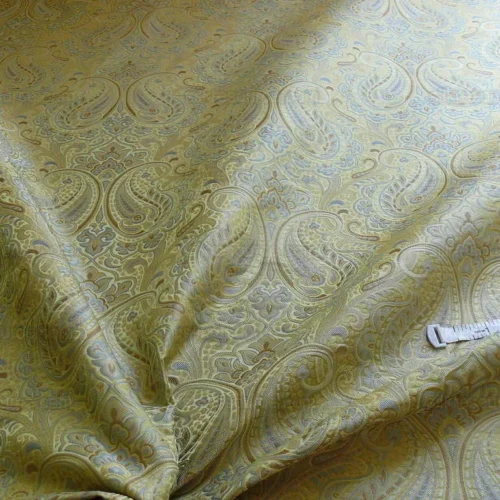 100% SILK LAMPAS SMALL JEWELLED PAISLEY "CELADON" BLUE 100% SILK LAMPAS SMALL JEWELLED PAISLEY "CELADON" BLUE