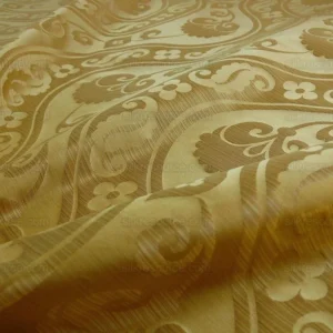 100% Silk Damask Peony River -  Curry Gold