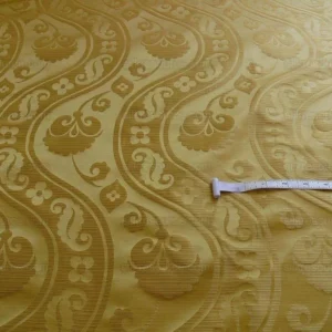 100% Silk Damask Peony River -  Curry Gold